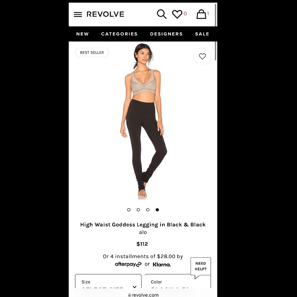 High Waist Goddess Legging in Black & Black